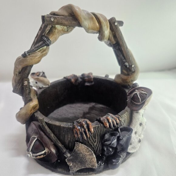 Firehouse Dalmatian Dog Fireman Firefighter Ladder Hose Basket W/ Handle Resin H - Picture 4 of 15